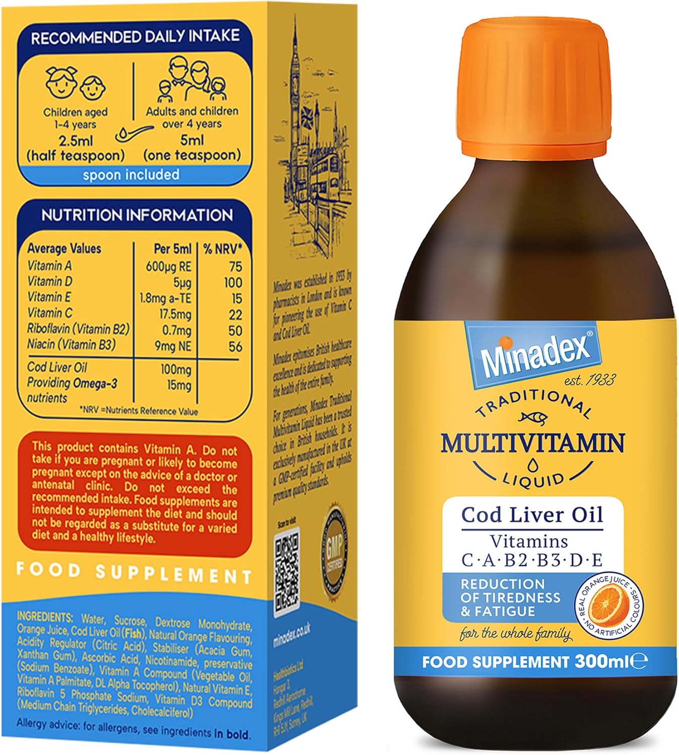 Multivitamin Liquid with Cod Liver Oil for Adults & Kids