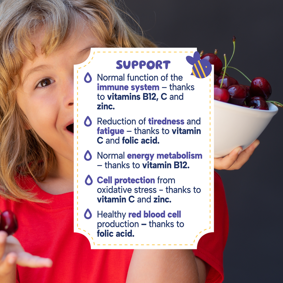 Minakids Immune Defence Drops – Elderberry, Zinc, Vitamin C, Folic Acid & B12 (60ml).