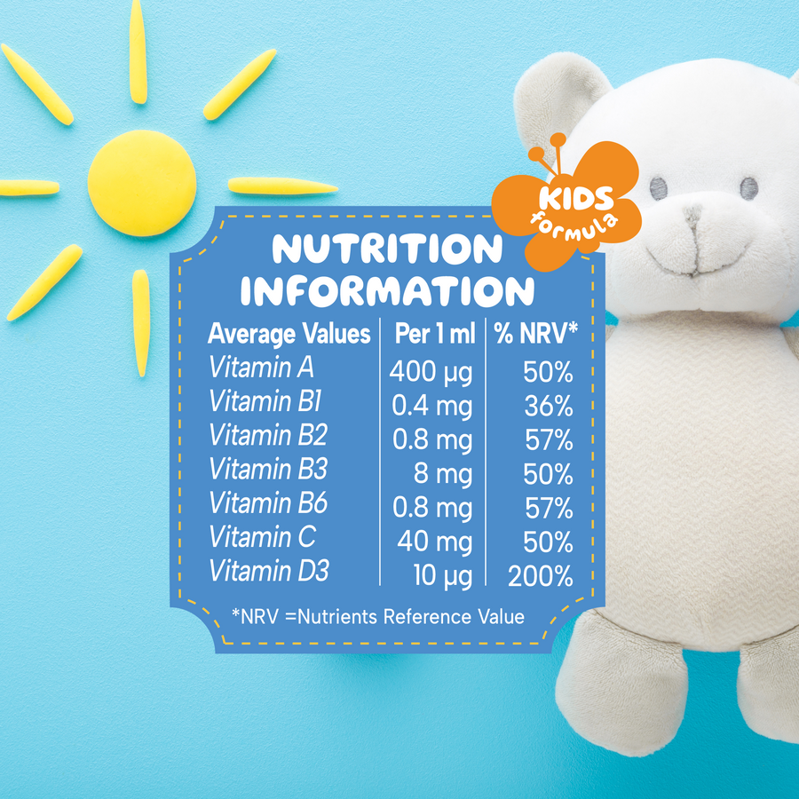 PRE-ORDER NOW - MinaKIDS Multivitamin Drops – Complete Daily Support for Vision, Brain, Bones & Immunity (60ml) With Vitamins A, B1, B2, B3, B6, C & D3 | Suitable for Children
