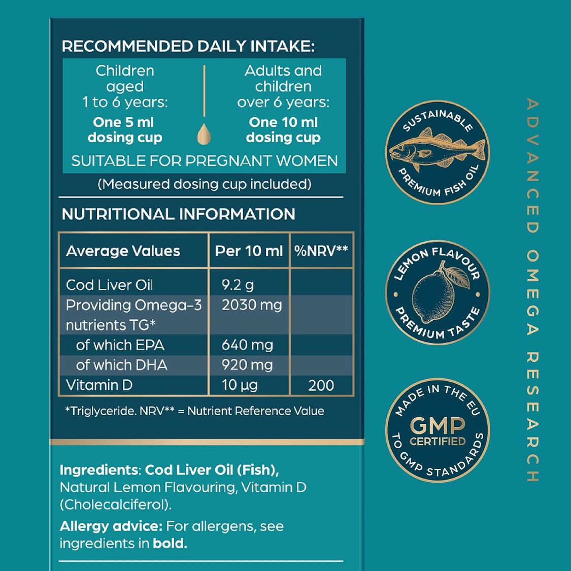 Omega 100% Pure Cod Liver Oil | Premium Arctic Formula
